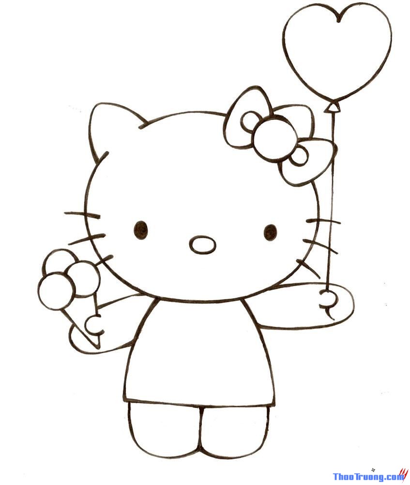 Tranh tô màu Hello Kitty
